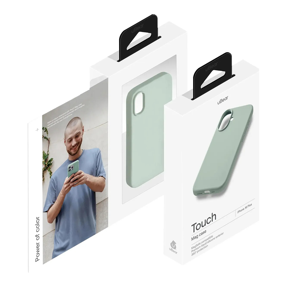 Чехол защитный uBear Touch Mag Case iPhone 16 Plus, софт-тач, холодная мята